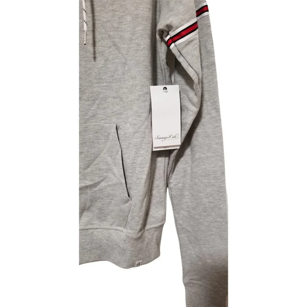 Mens Gray Hoodie Zip Front Hooded Sweatshirt New - Picture 10 of 11